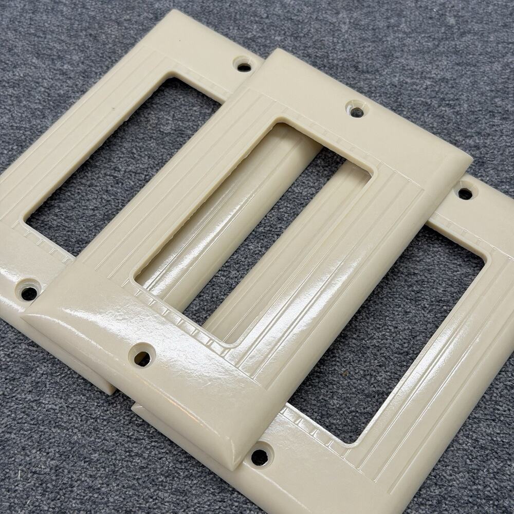 Vintage Sierra Ivory Ribbed Bakelite Gang Decora Wall Plate Cover 3pc Lot